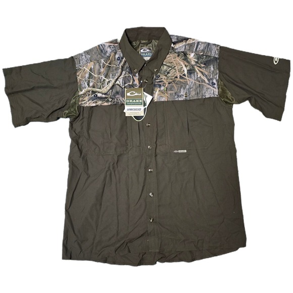 Drake Waterfowl Flyweight Wingshooter's Mossy Oak Habitat Short Sleeve S (G) - Picture 1 of 9